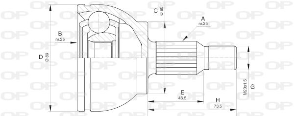 OPEN PARTS Шарнирный комплект, приводной вал CVJ5628.10